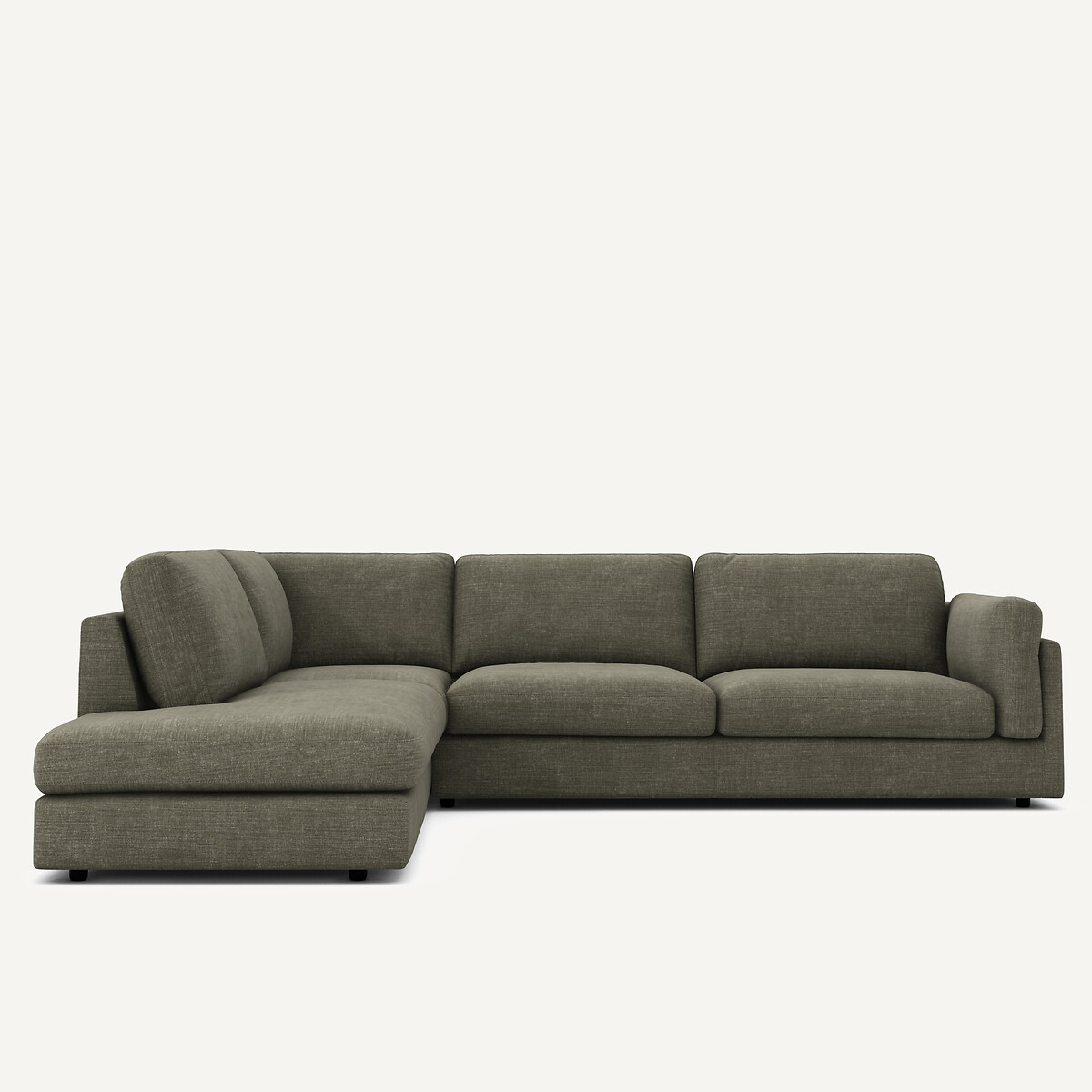 Γωνιακός καναπές με σεζλόνγκ από βαμβάκι και λινό Μ236xΠ287xΥ81cm