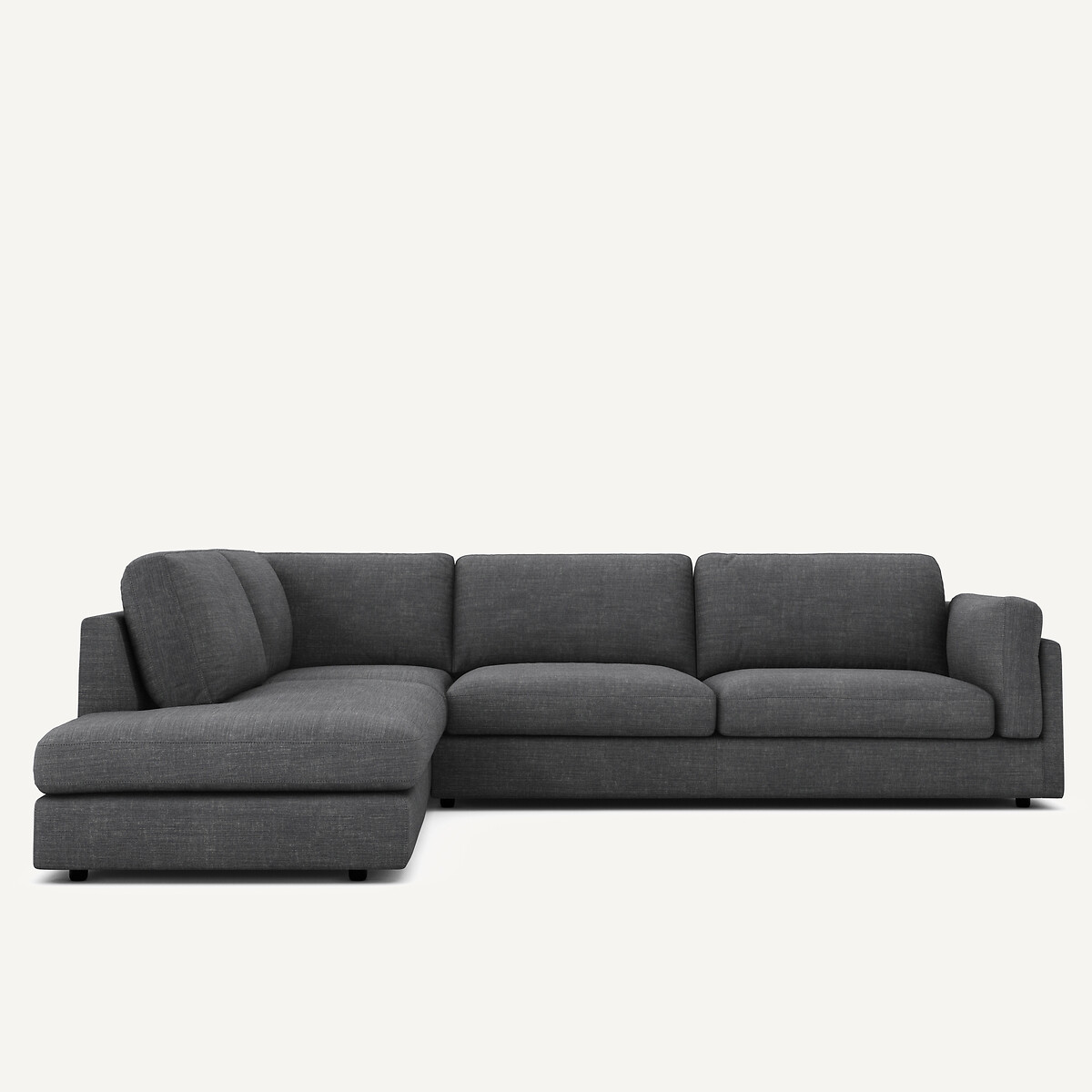 Γωνιακός καναπές με σεζλόνγκ από βαμβάκι και λινό Μ236xΠ287xΥ81cm