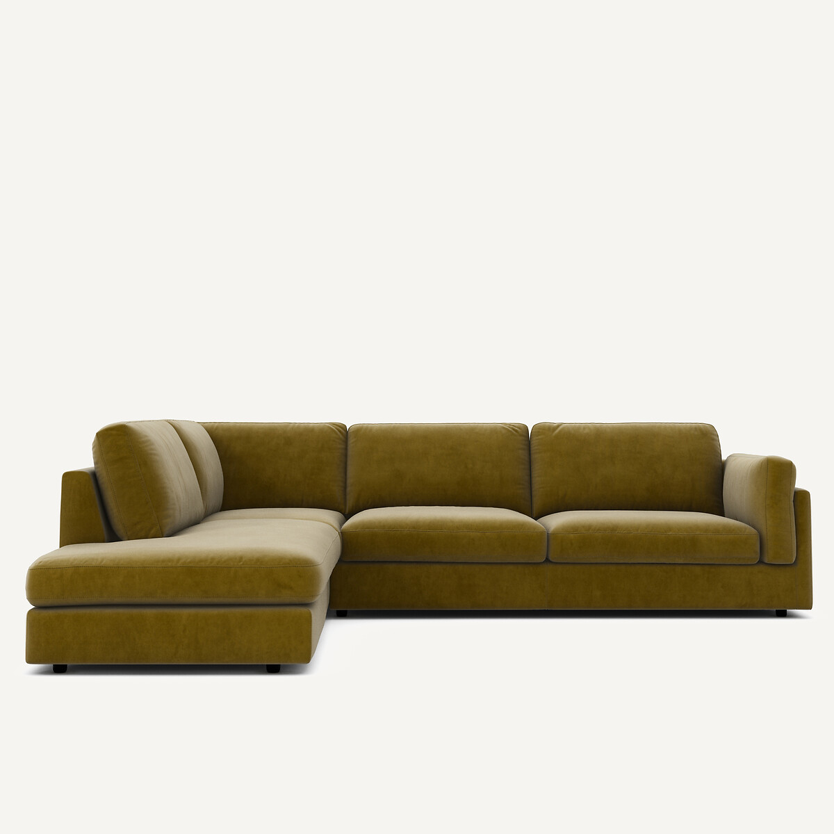 Γωνιακός καναπές με σεζλόνγκ από υφασμα μπουκλέ Μ236xΠ287xΥ81cm