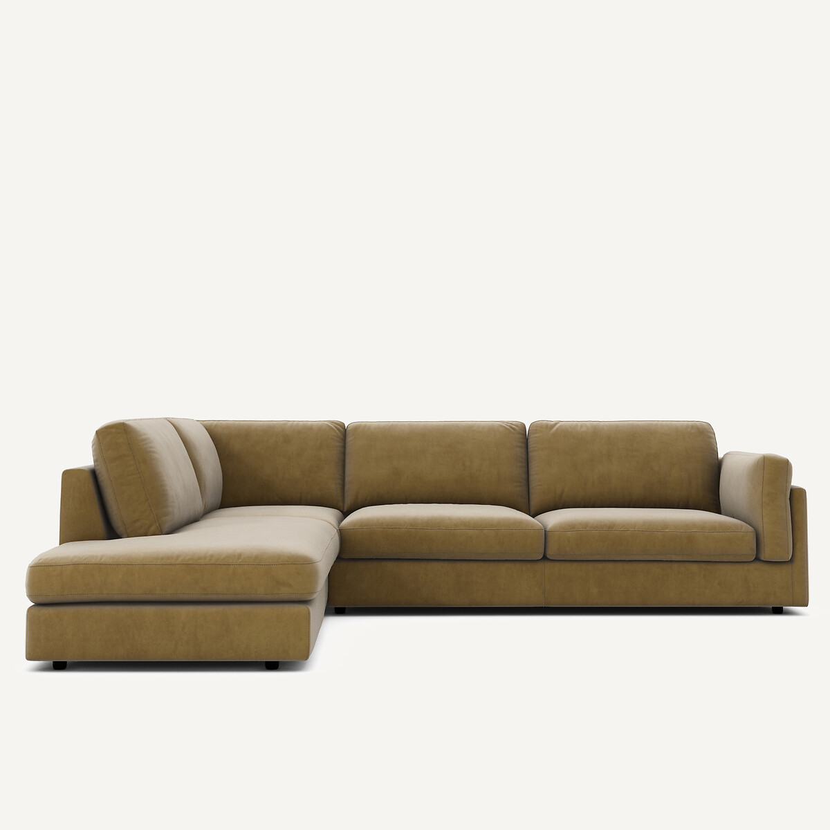 Γωνιακός καναπές με σεζλόνγκ από υφασμα μπουκλέ Μ236xΠ287xΥ81cm