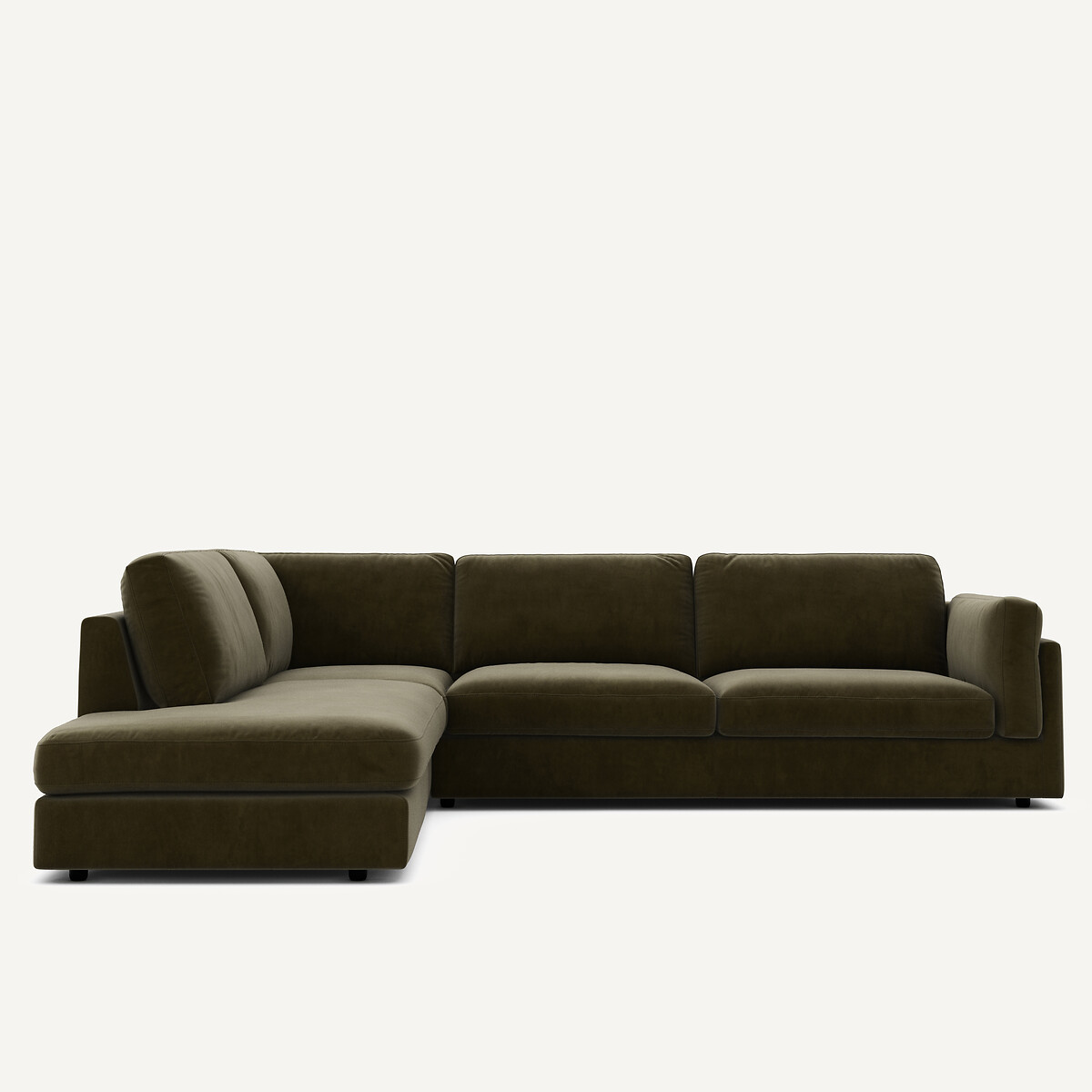 Γωνιακός καναπές με σεζλόνγκ από υφασμα μπουκλέ Μ236xΠ287xΥ81cm