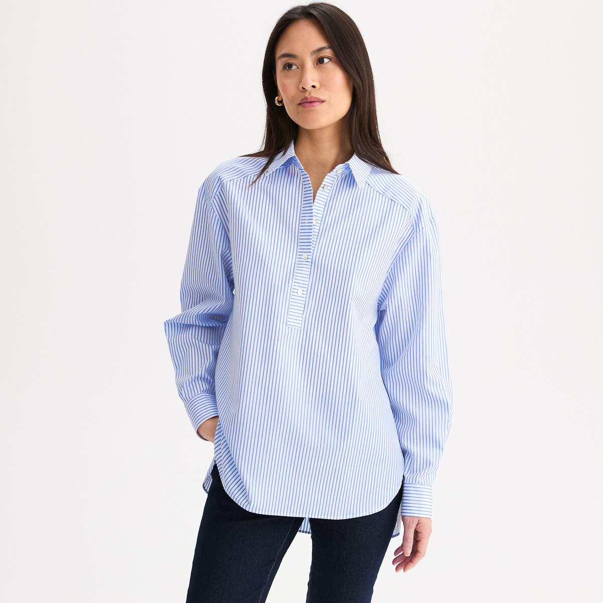 Anne Weyburn Πουκάμισο-τουνίκ με ρίγες και μακριά μανίκια από βαμβάκι