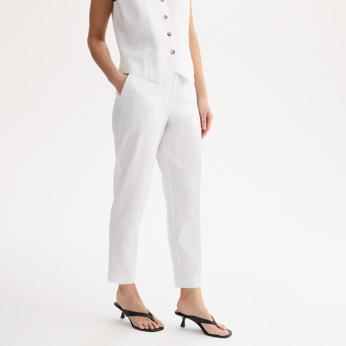 Παντελόνι cigarette 7|8 από λινό και βισκόζη