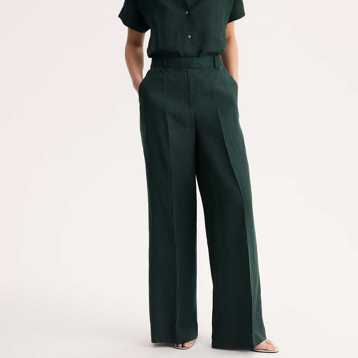 Anne Weyburn Φαρδύ παντελόνι από λινό