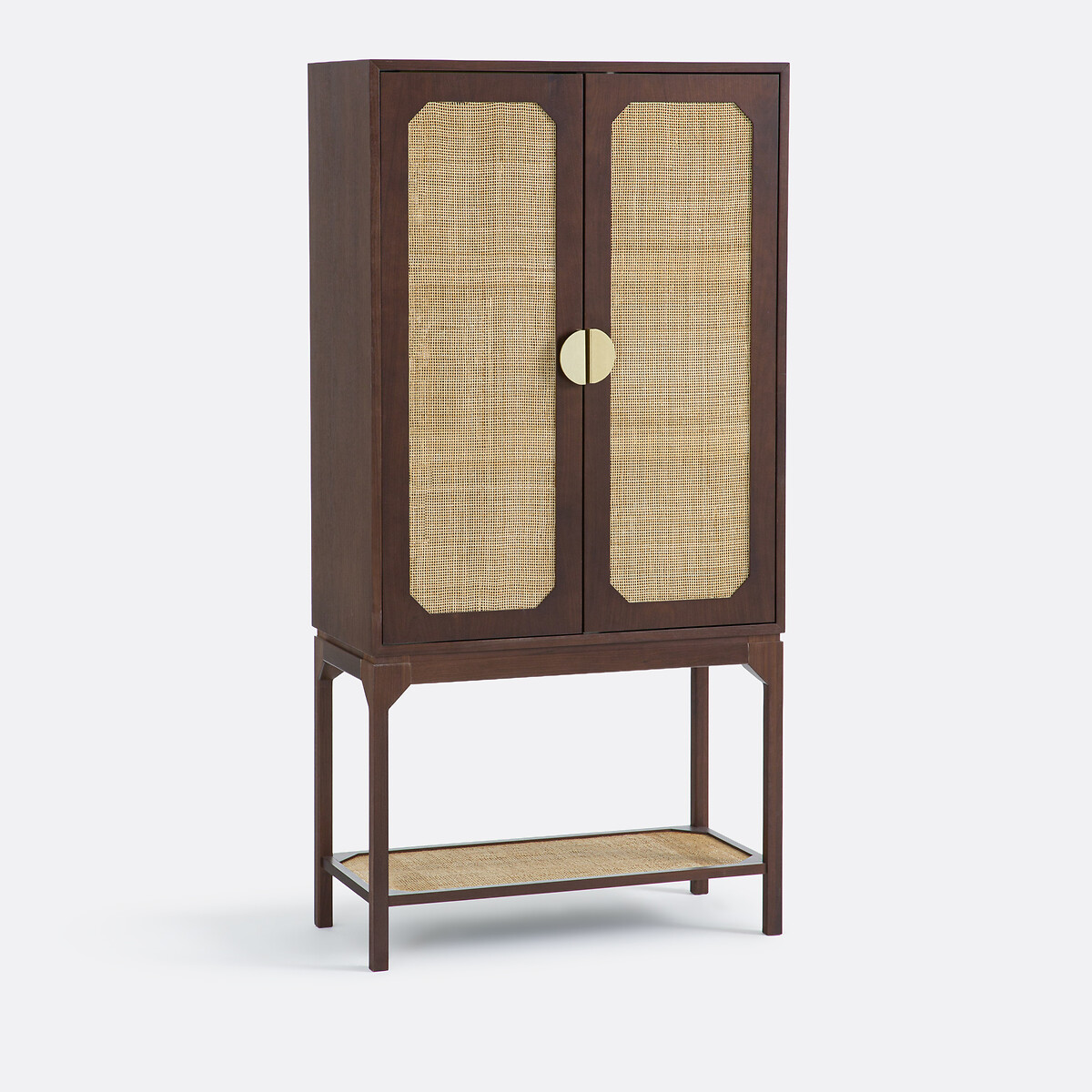 Έπιπλο μπαρ με καπλαμά καρυδιάς και ψάθα Μ38xΠ80cm