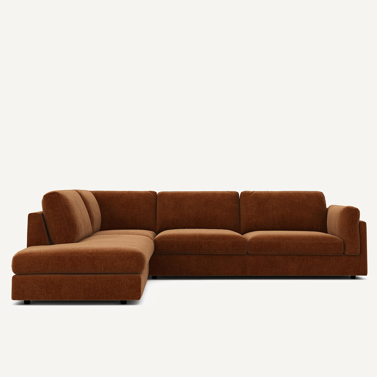 Γωνιακός καναπές-σεζλόνγκ βελούδο chenille Μ236xΠ287xΥ81cm