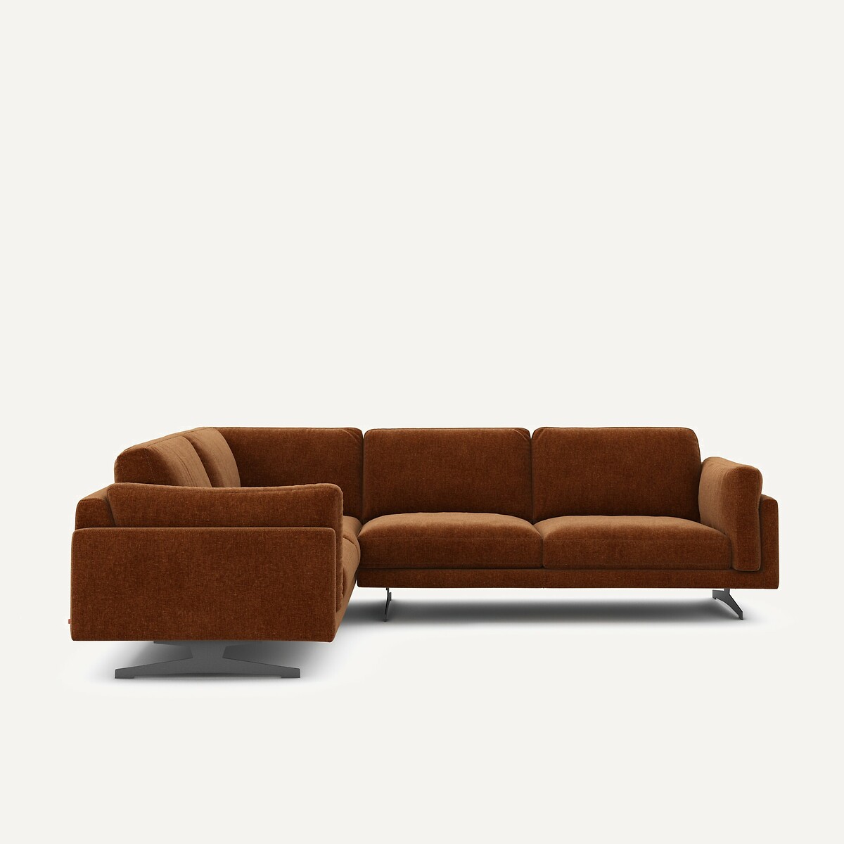 Γωνιακός καναπές από βελούδο chenille Μ227xΠ289xΥ82cm