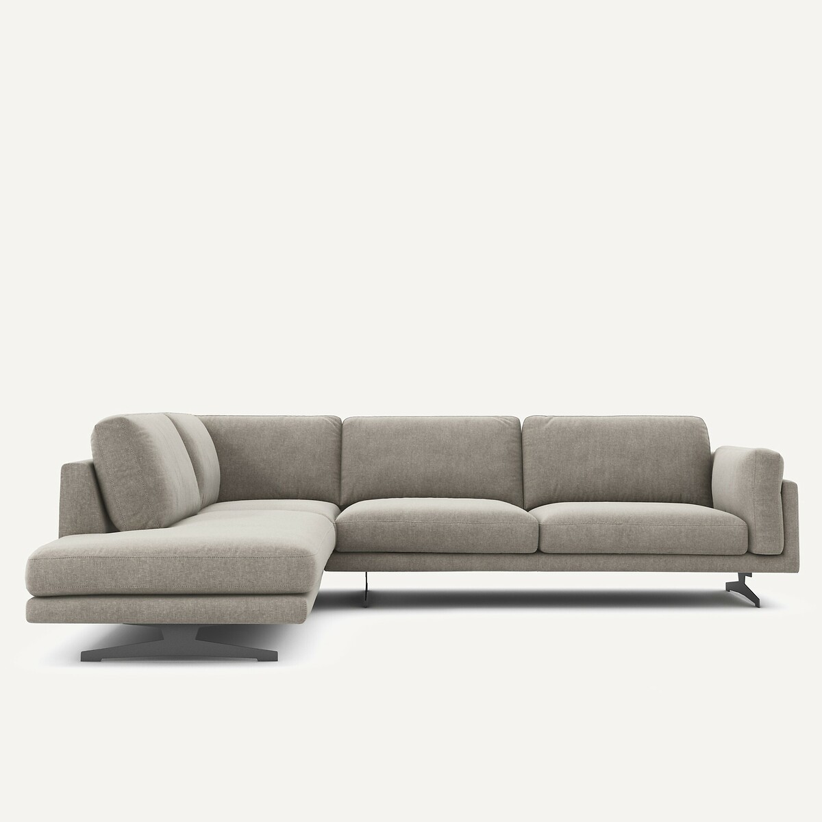 Γωνιακός καναπές με σεζλόνγκ από βελούδο chenille Μ234xΠ289xΥ82cm