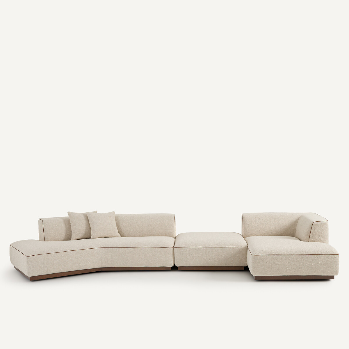 Καμπύλος καναπές γωνία δεξιά XL από μπουκλέ Μ152xΠ416xΥ67cm