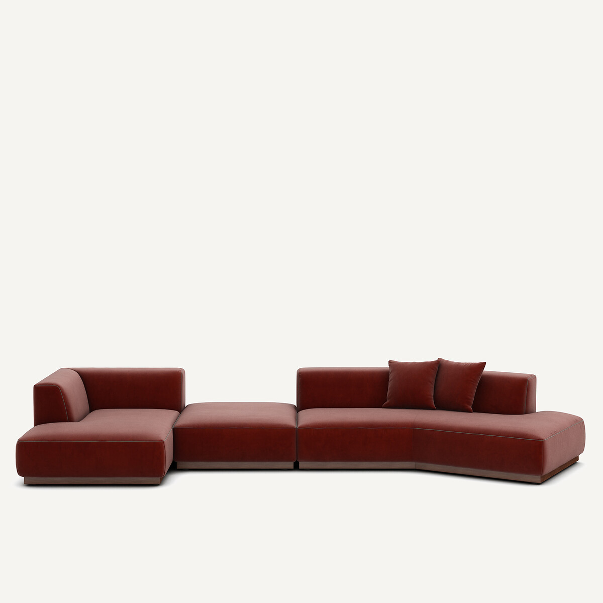 Γωνιακός καναπές XL με αριστερή γωνία από βελούδο Μ152xΠ416xΥ67cm