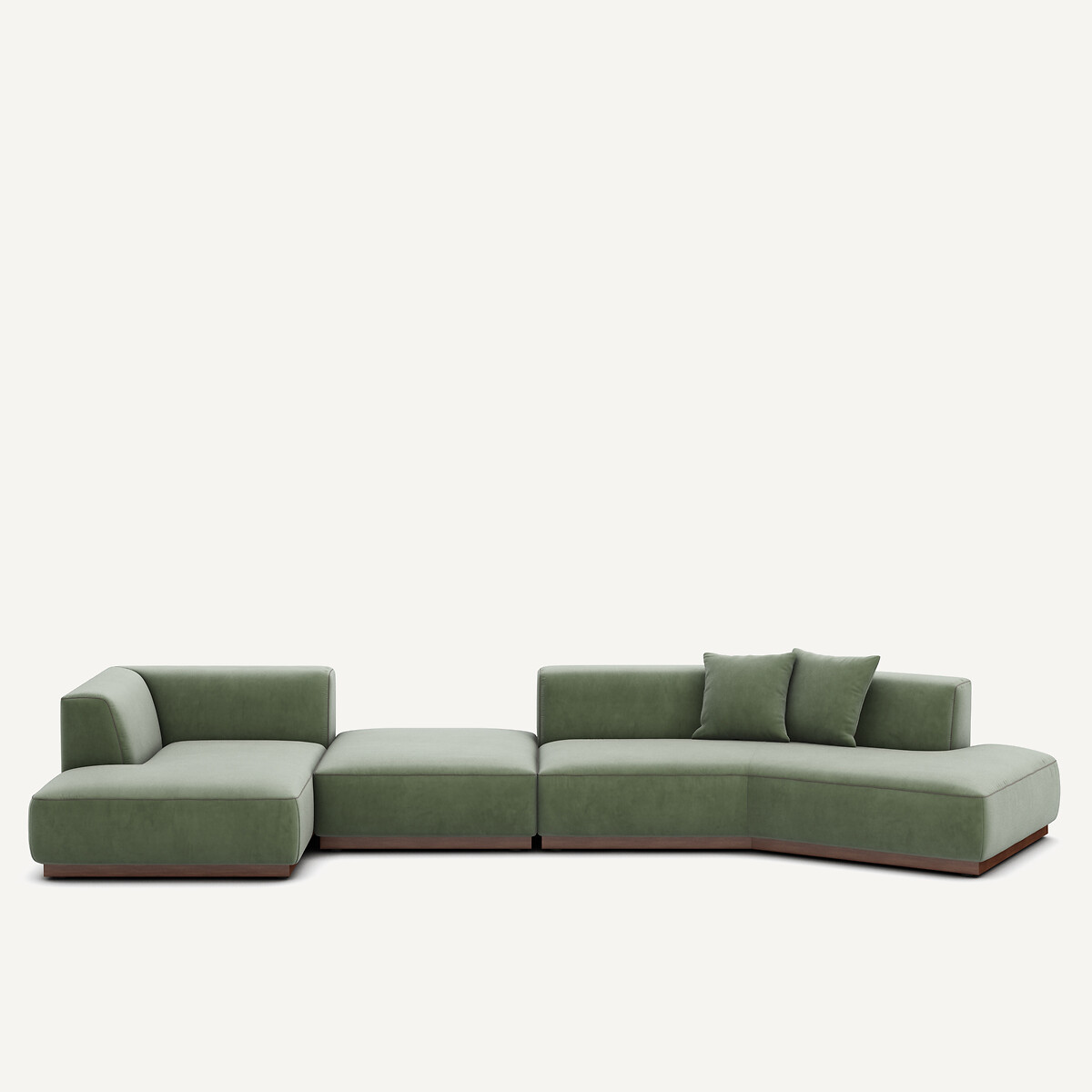 Γωνιακός καναπές XL με αριστερή γωνία από βελούδο Μ152xΠ416xΥ67cm