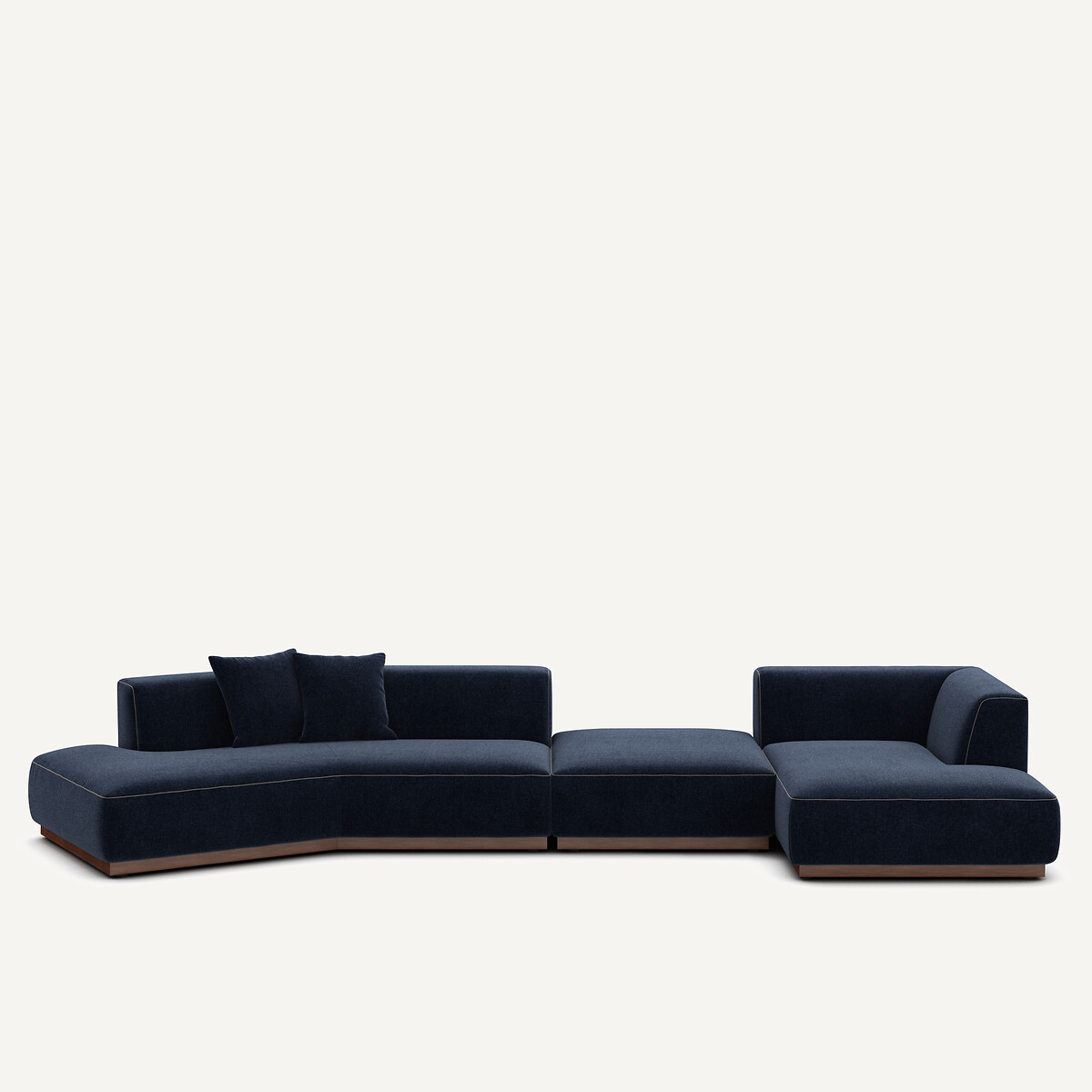 Γωνιακός καναπές δεξιά XL από βελούδο chenille Μ152xΠ416xΥ67cm