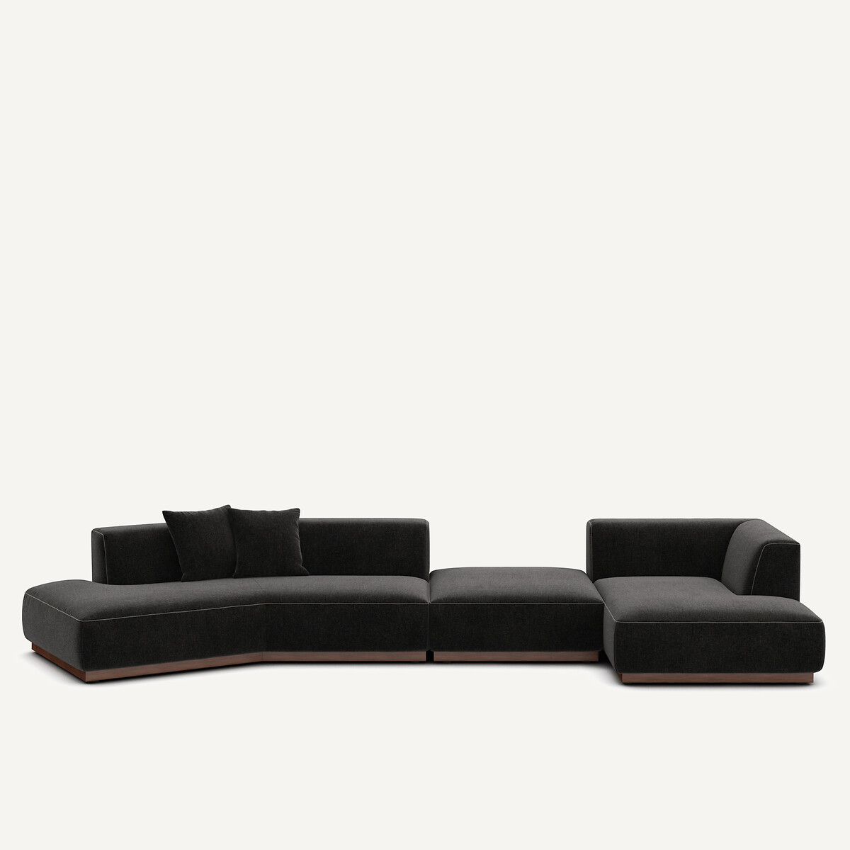 Γωνιακός καναπές δεξιά XL από βελούδο chenille Μ152xΠ416xΥ67cm