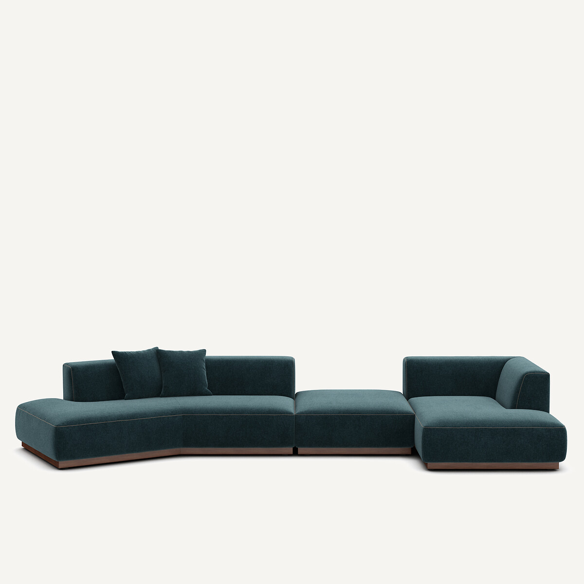 Γωνιακός καναπές δεξιά XL από βελούδο chenille Μ152xΠ416xΥ67cm