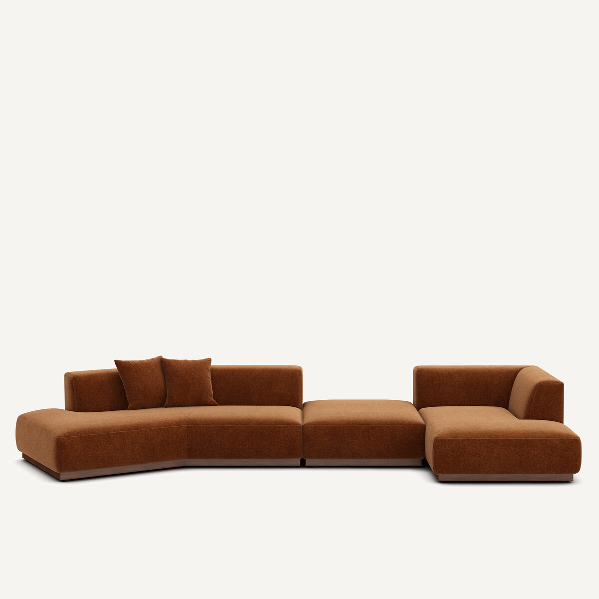 Γωνιακός καναπές δεξιά XL από βελούδο chenille Μ152xΠ416xΥ67cm