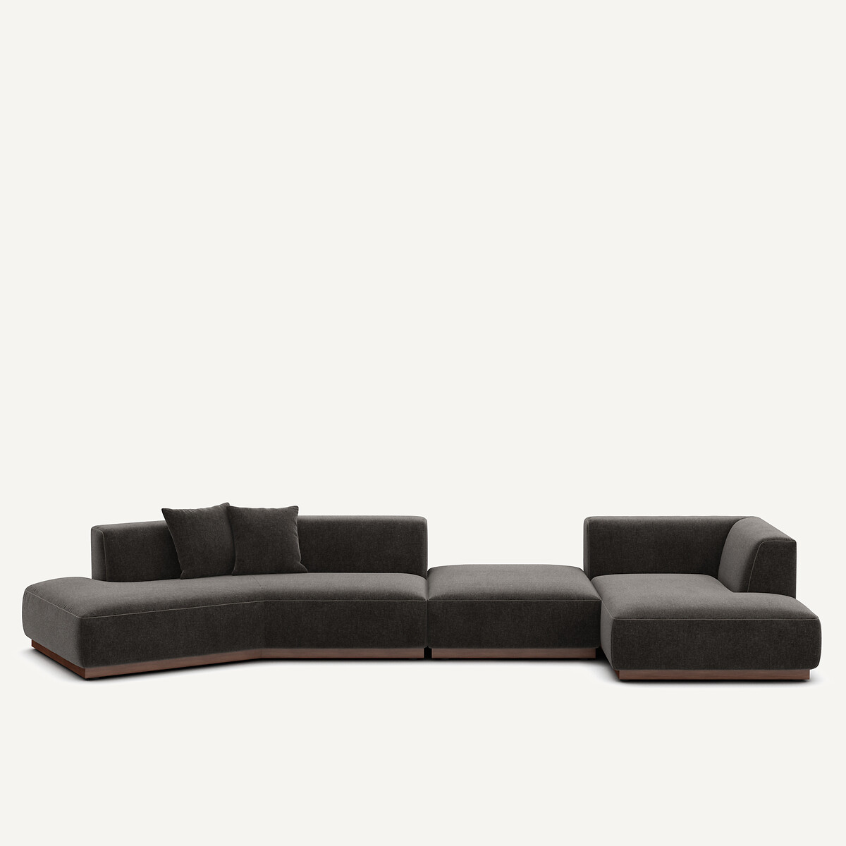 Γωνιακός καναπές δεξιά XL από βελούδο chenille Μ152xΠ416xΥ67cm