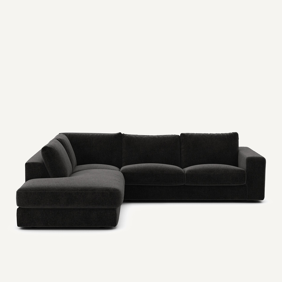 Γωνιακός καναπές από βελούδινο chenille ύφασμα Μ233xΠ282xΥ78cm