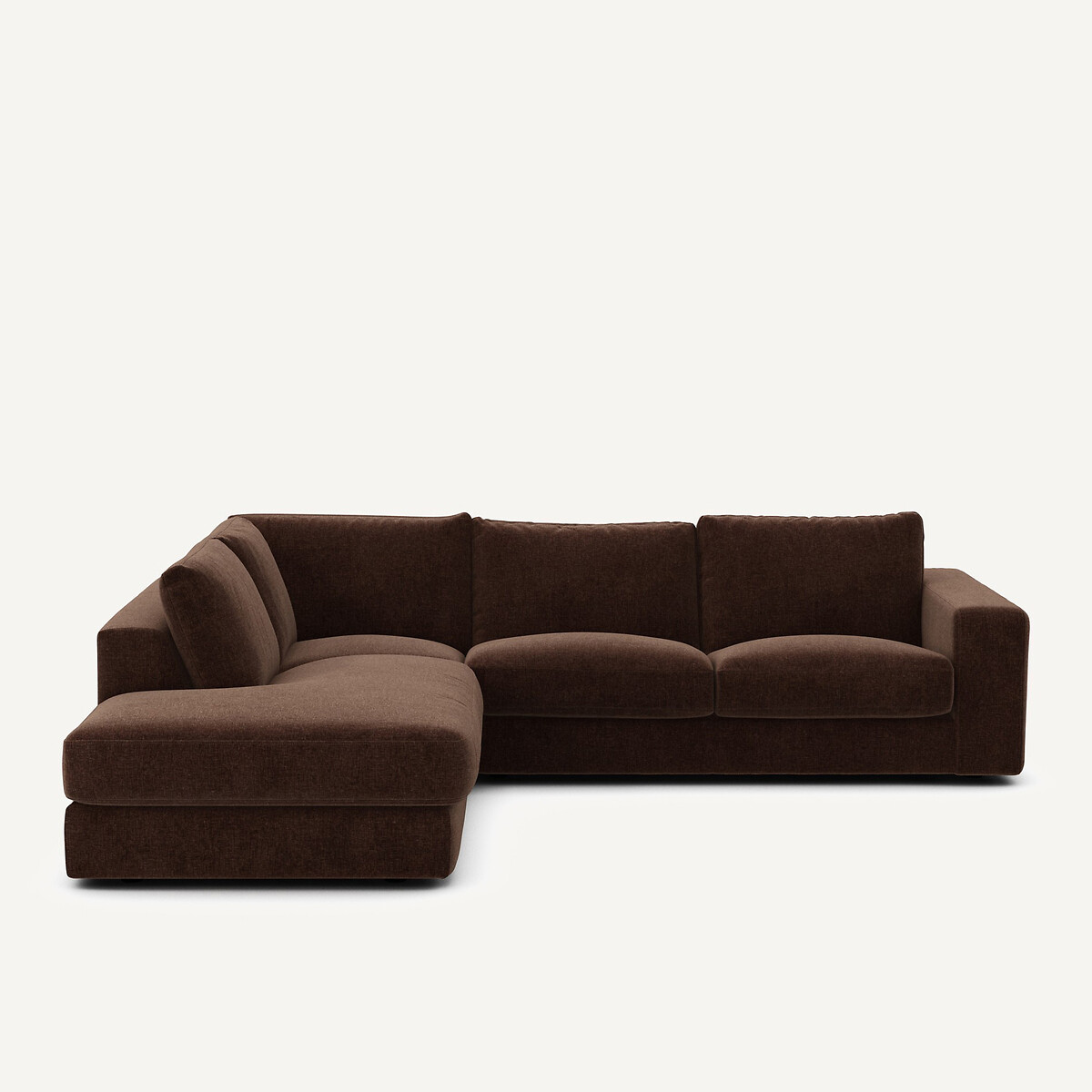 Γωνιακός καναπές από βελούδινο chenille ύφασμα Μ233xΠ282xΥ78cm