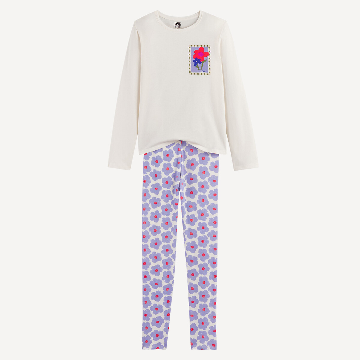 La Redoute Collections Βαμβακερή πιτζάμα με παντελόνι με φλοράλ σχέδιο