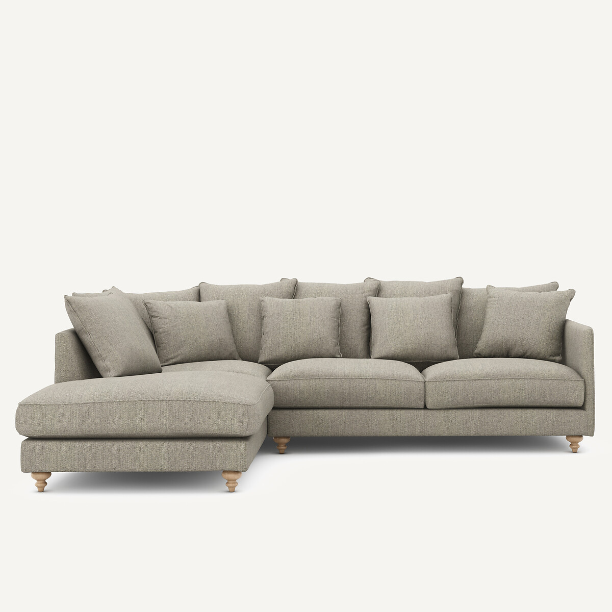 Γωνιακός καναπές-κρεβάτι με ύφασμα τύπου τουΐντ Μ209xΠ279xΥ93cm