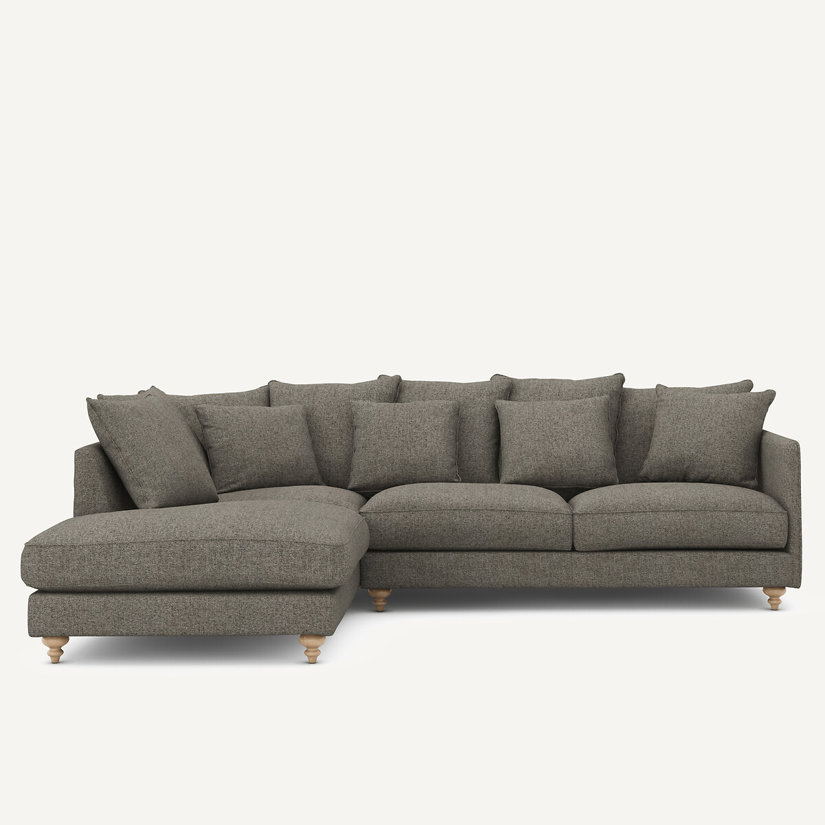 Γωνιακός καναπές-κρεβάτι με ύφασμα τύπου τουΐντ Μ209xΠ279xΥ93cm