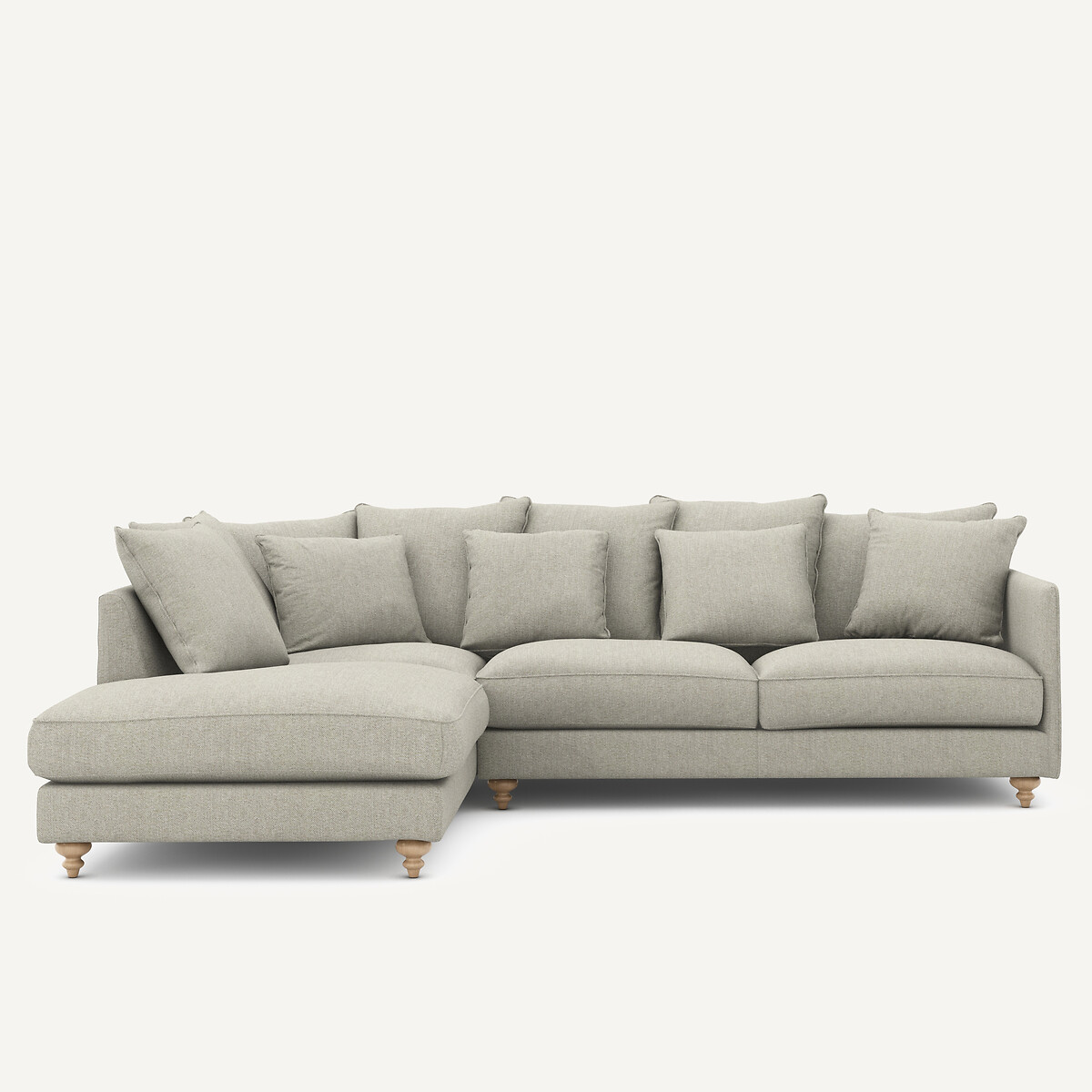 Γωνιακός καναπές-κρεβάτι με ύφασμα τύπου τουΐντ Μ209xΠ279xΥ93cm