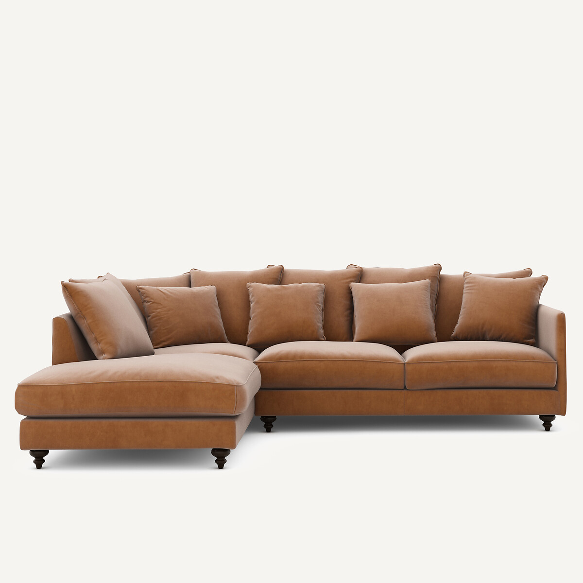 Γωνιακός καναπές-κρεβάτι με βελούδο Μ209xΠ279xΥ93cm