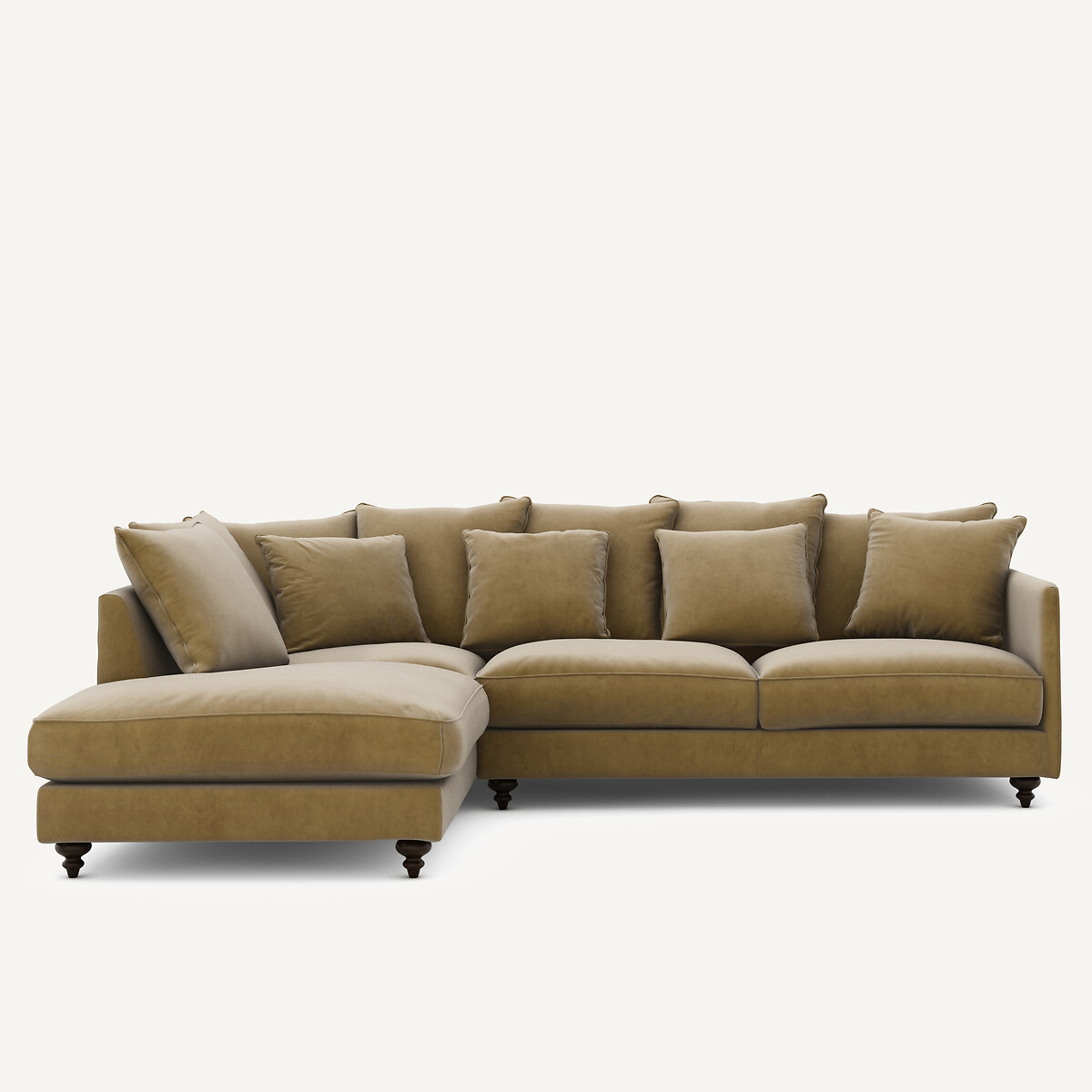 Γωνιακός καναπές-κρεβάτι με βελούδο Μ209xΠ279xΥ93cm