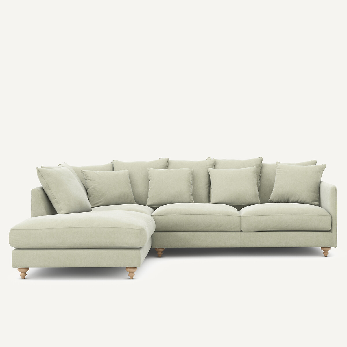 Γωνιακός καναπές-κρεβάτι από βελούδο stonewashed Μ209xΠ279xΥ93cm