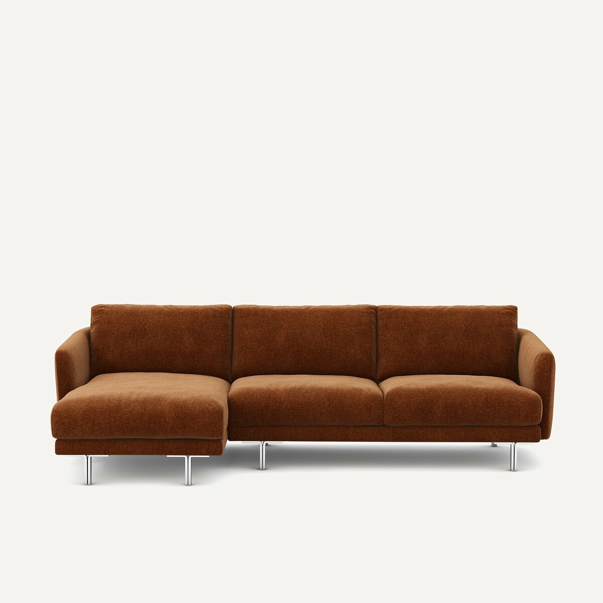 Γωνιακός καναπές από βελούδινo chenille Μ148xΠ246xΥ76cm