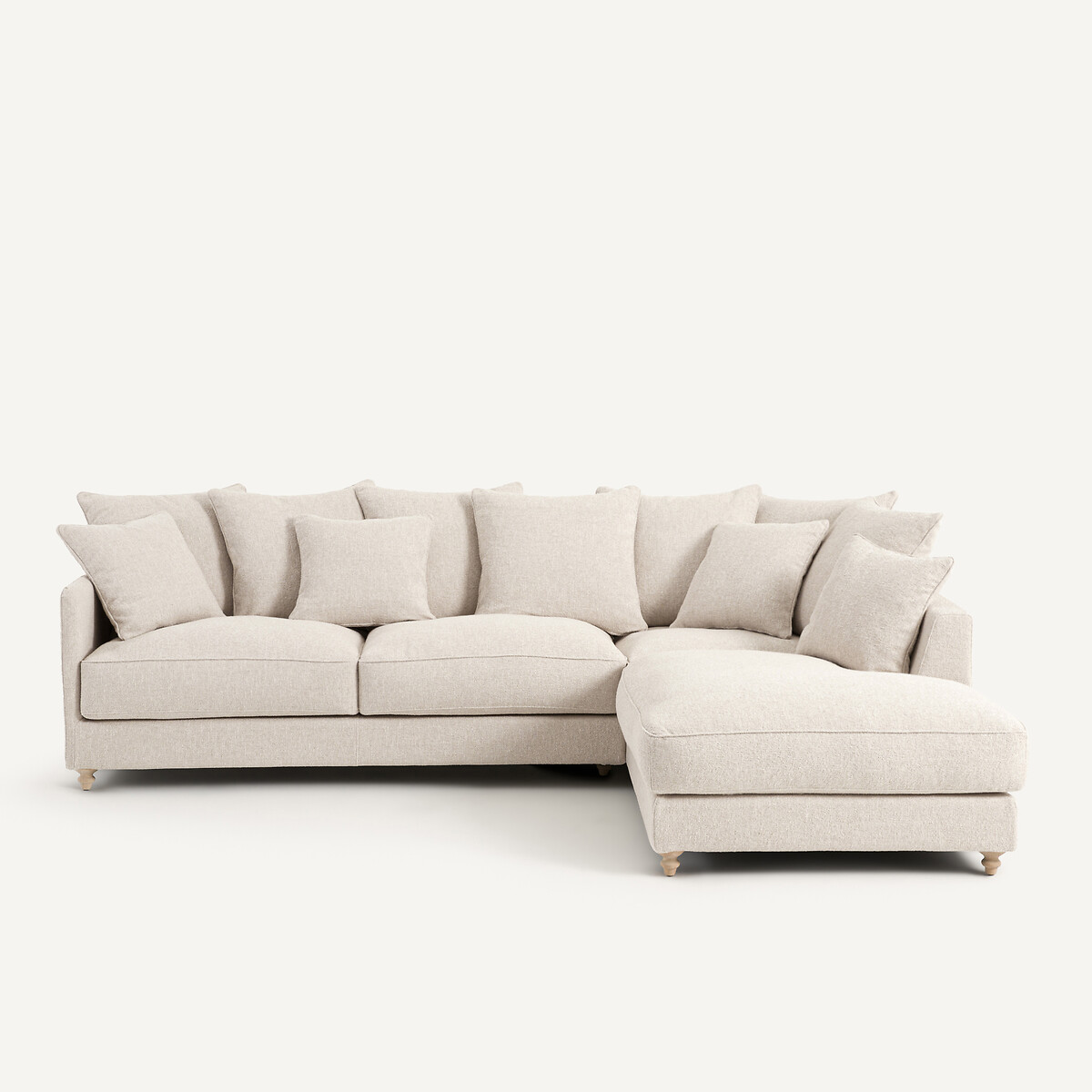 Γωνιακός καναπές-κρεβάτι με υφή bouclette Μ209xΠ279xΥ93cm