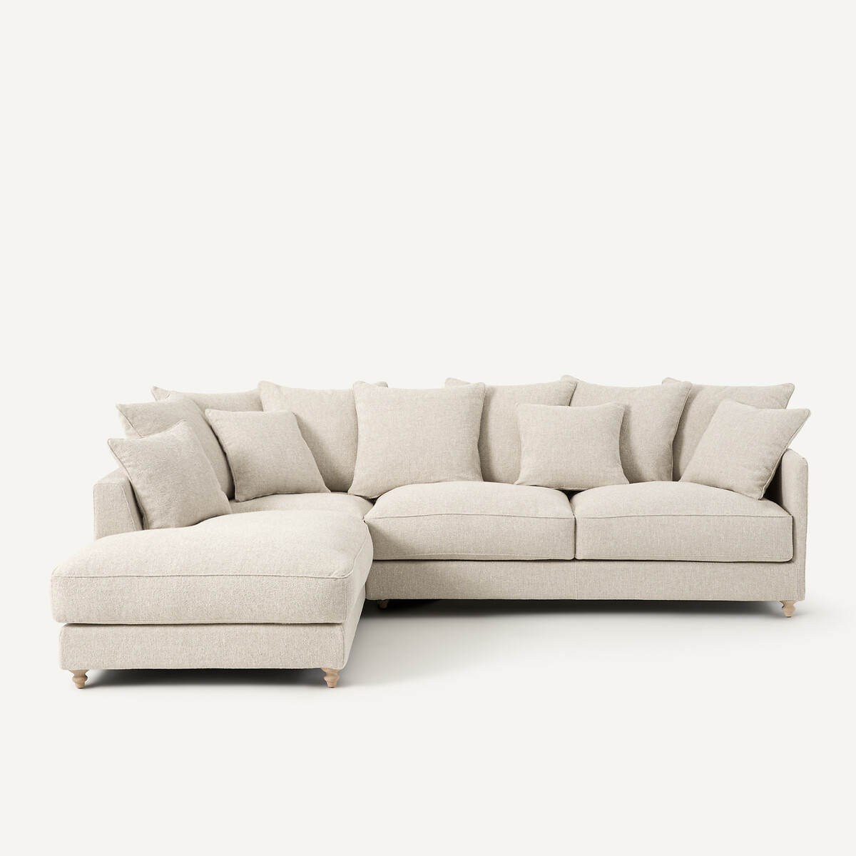 Γωνιακός καναπές-κρεβάτι με υφή bouclette Μ209xΠ279xΥ93cm