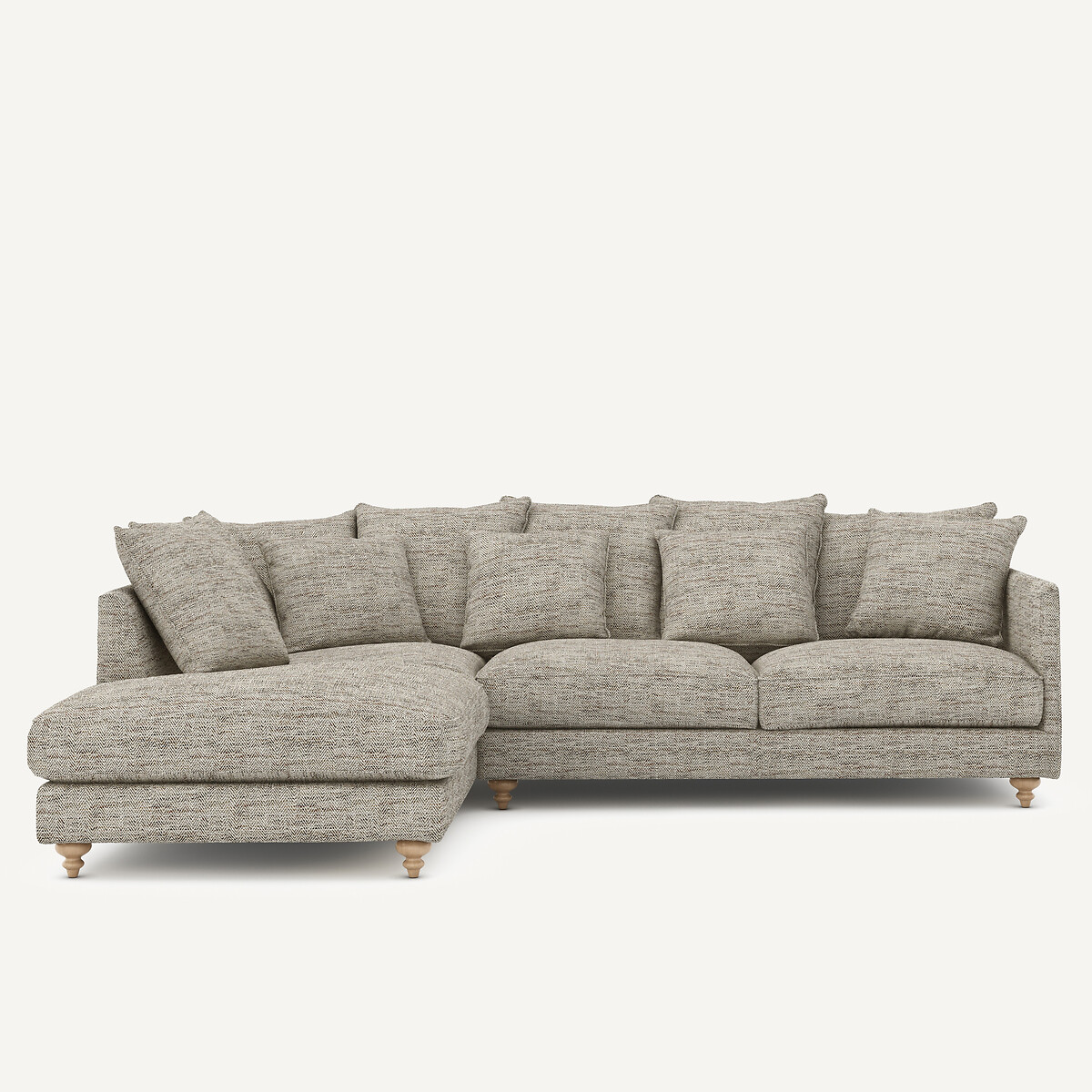 Γωνιακός καναπές-κρεβάτι με μοτίβο chevron με πιτσιλιές Μ209xΠ279xΥ93cm