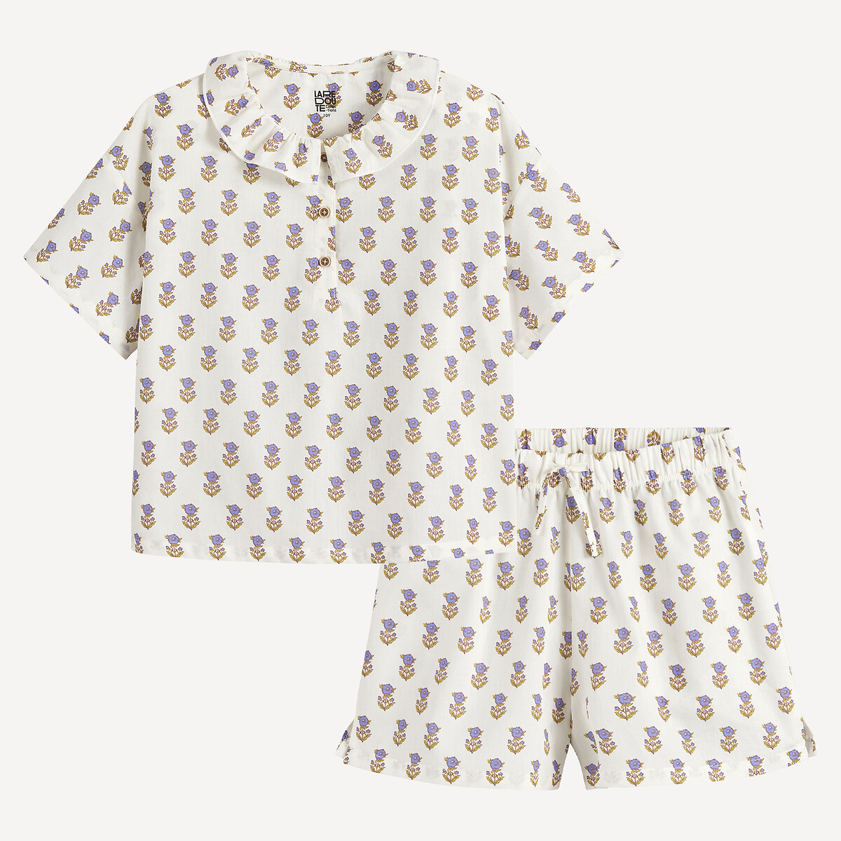 Βαμβακερό πυτζαμάκι σορτς με ινδικό φλοράλ σχέδιο