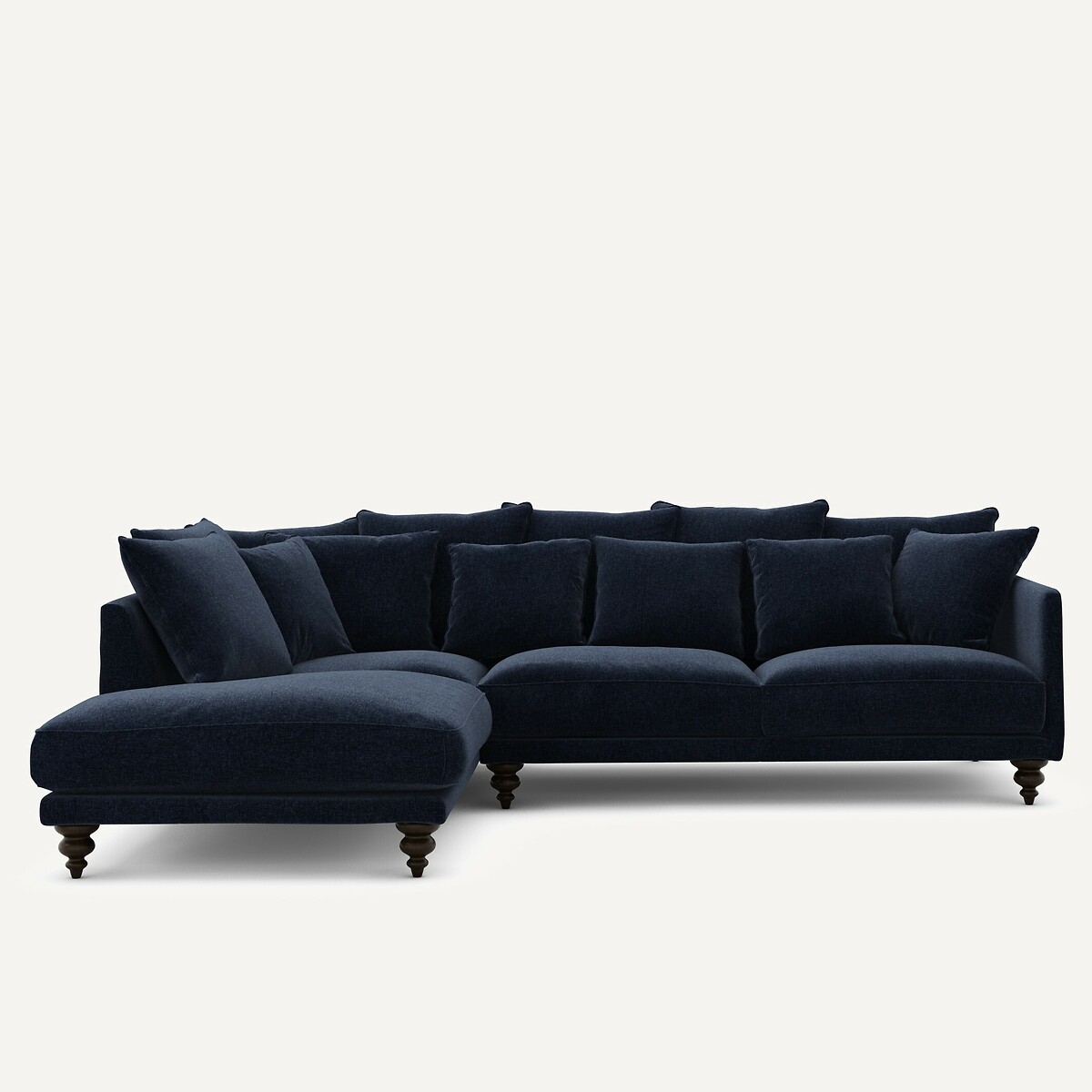 Γωνιακός καναπές από βελούδινο chenille Μ206xΠ279xΥ93cm