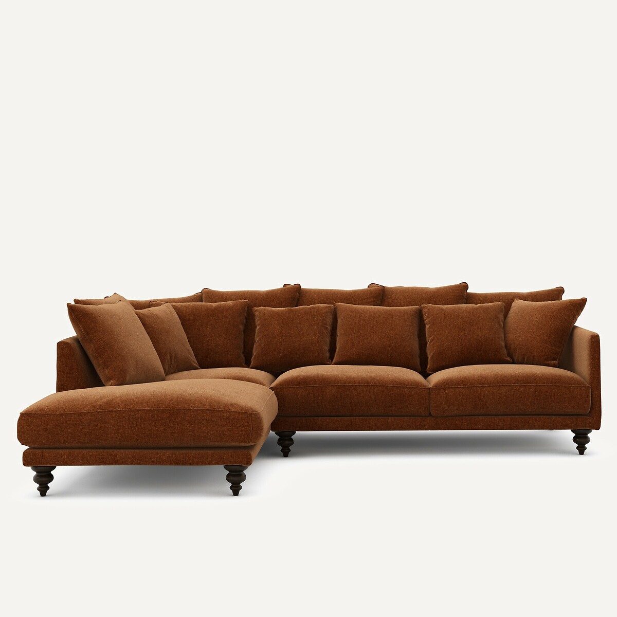 Γωνιακός καναπές από βελούδινο chenille Μ206xΠ279xΥ93cm