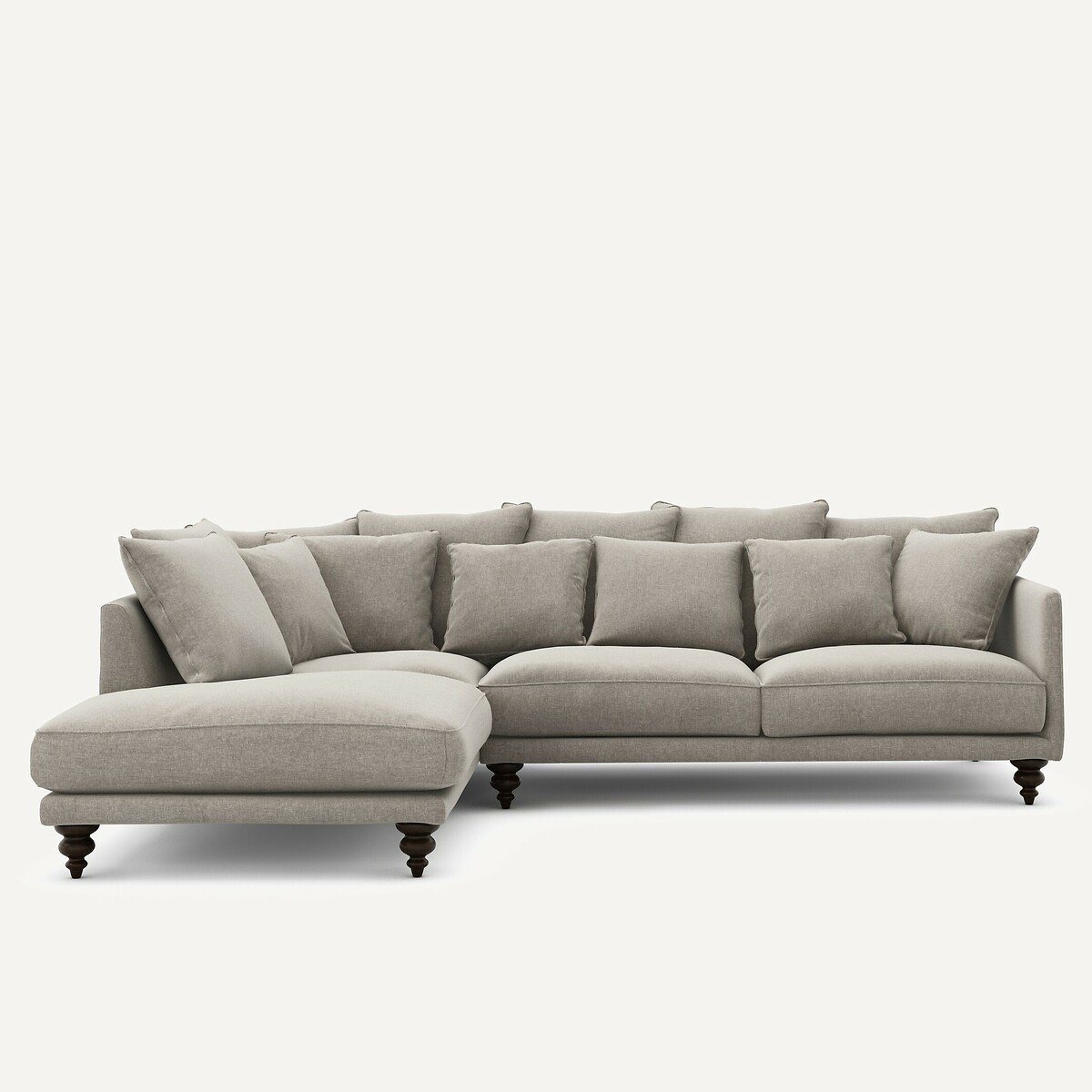 Γωνιακός καναπές από βελούδινο chenille Μ206xΠ279xΥ93cm