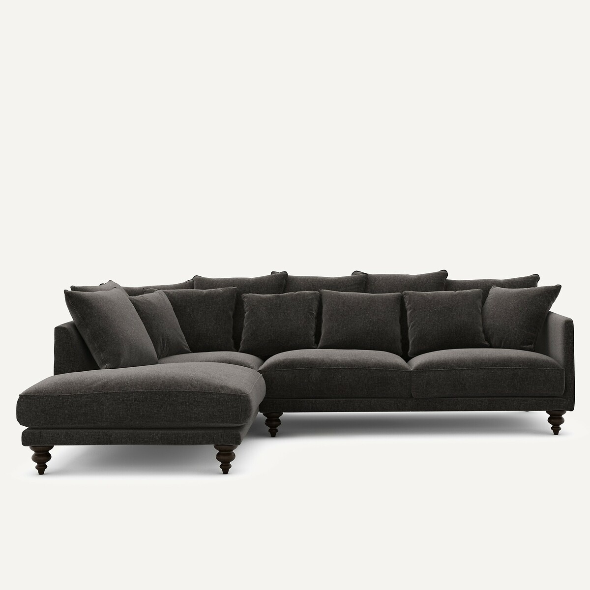 Γωνιακός καναπές από βελούδινο chenille Μ206xΠ279xΥ93cm