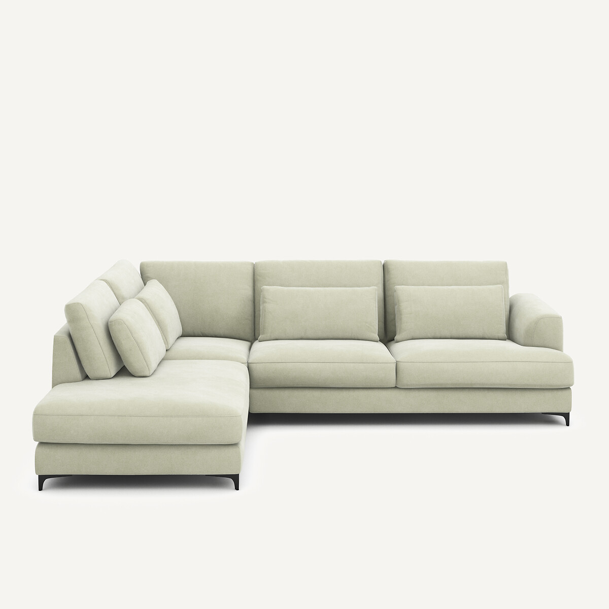 Γωνιακός καναπές αριστερός από βελούδο stonewashed Μ222xΠ294xΥ83cm