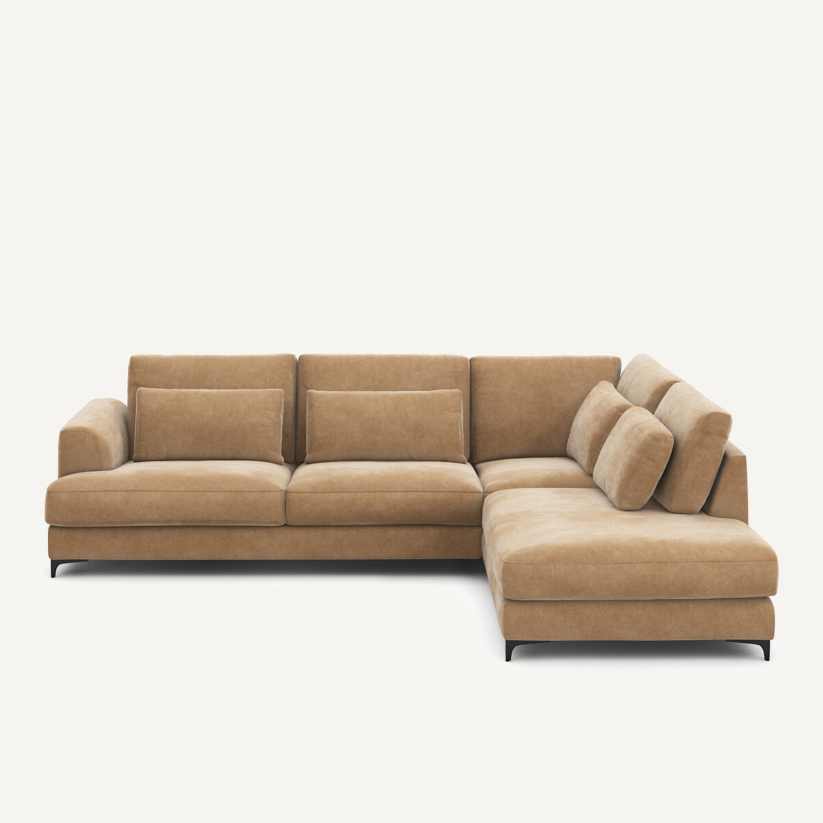 Γωνιακός καναπές βελούδο stonewashed Μ222xΠ294xΥ83cm