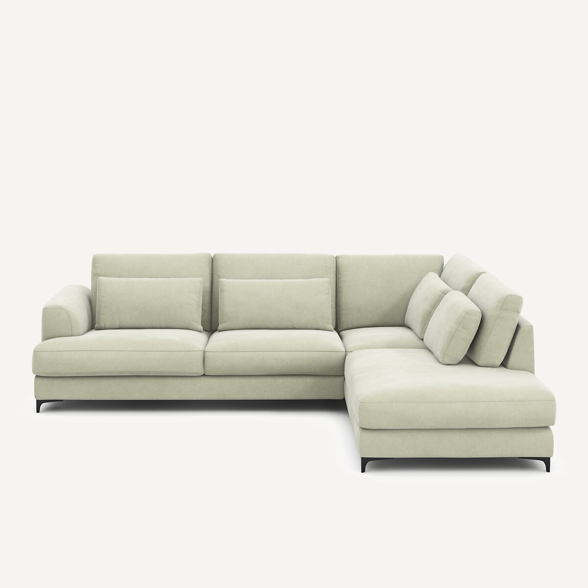 Γωνιακός καναπές βελούδο stonewashed Μ222xΠ294xΥ83cm