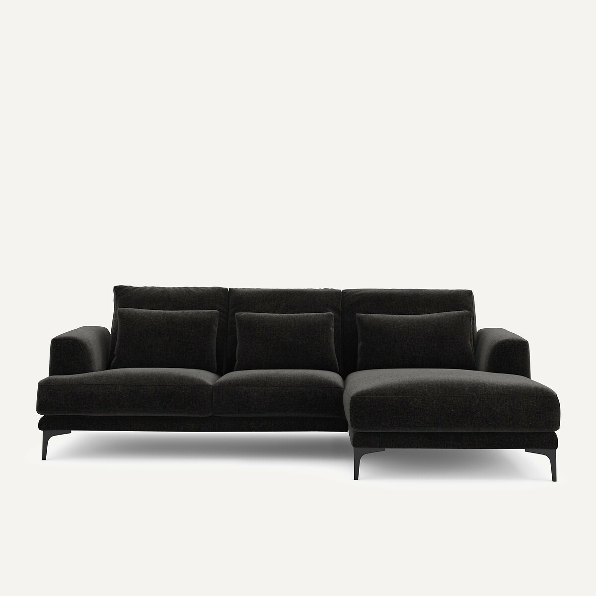 Γωνιακός καναπές δεξίος από βελούδινο chenille Μ149xΠ258xΥ83cm