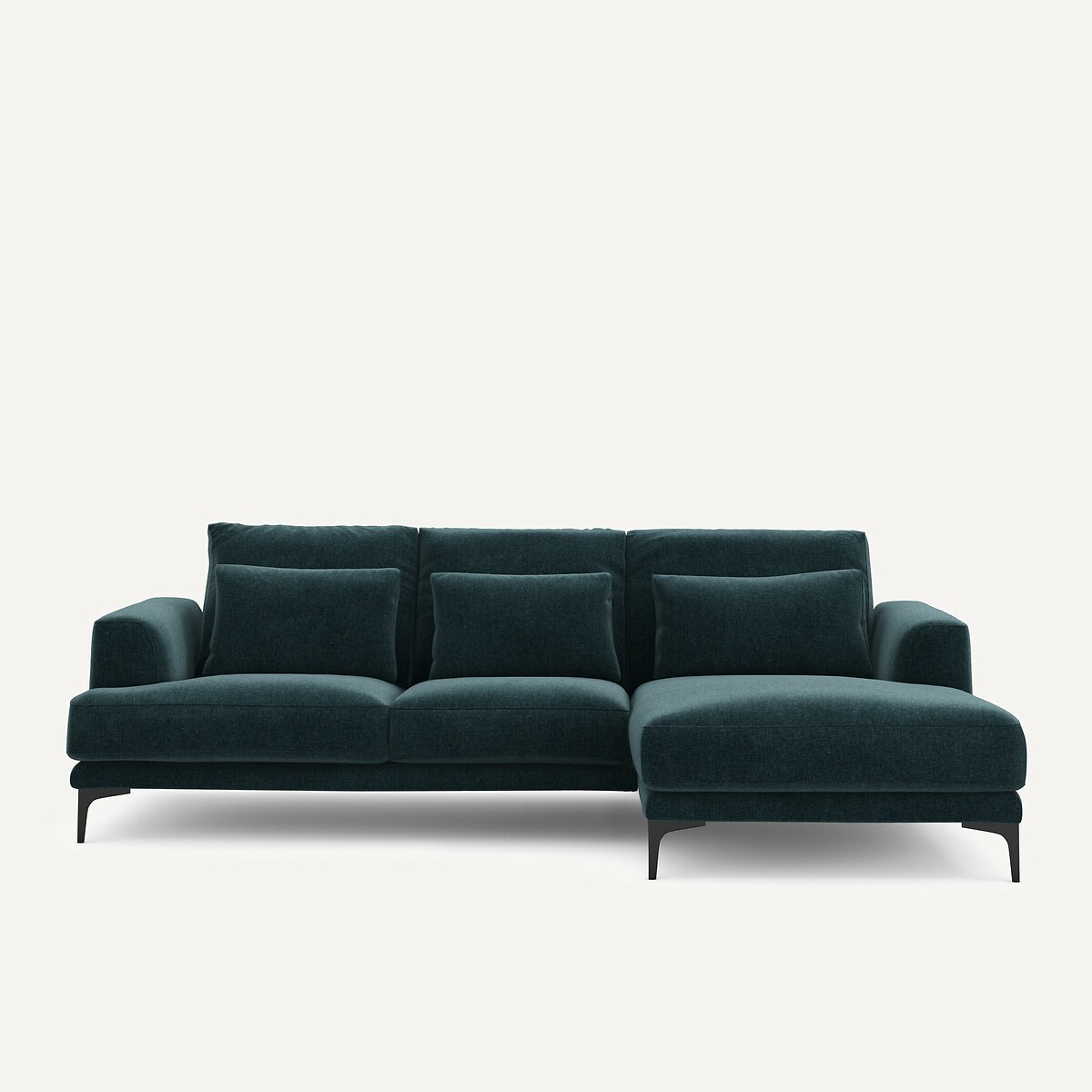 Γωνιακός καναπές δεξίος από βελούδινο chenille Μ149xΠ258xΥ83cm