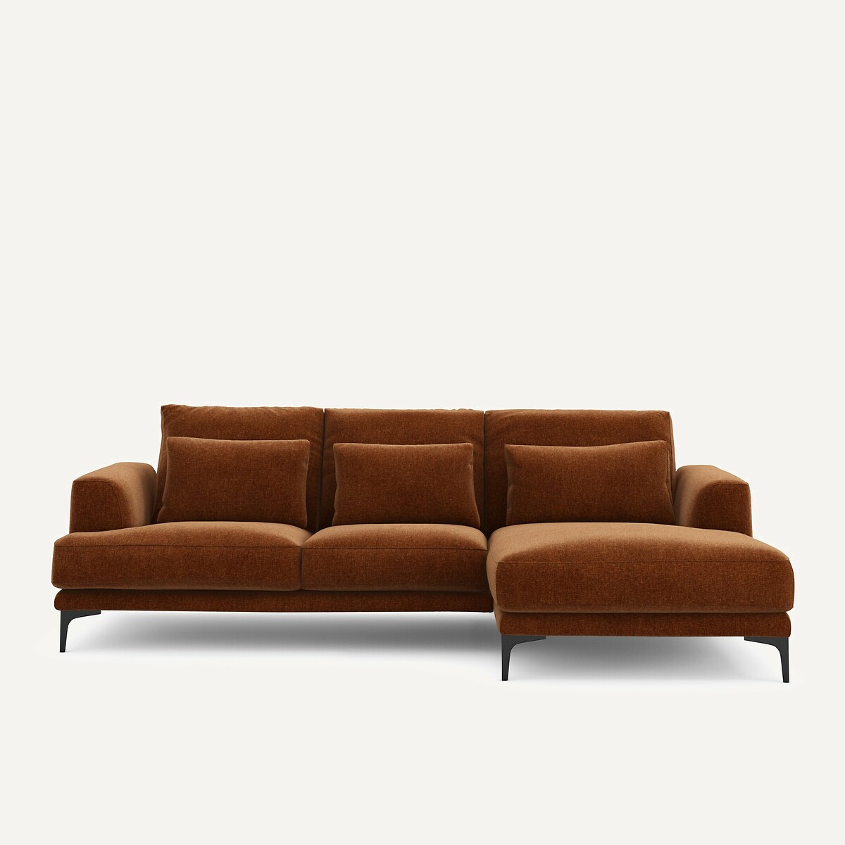 Γωνιακός καναπές δεξίος από βελούδινο chenille Μ149xΠ258xΥ83cm