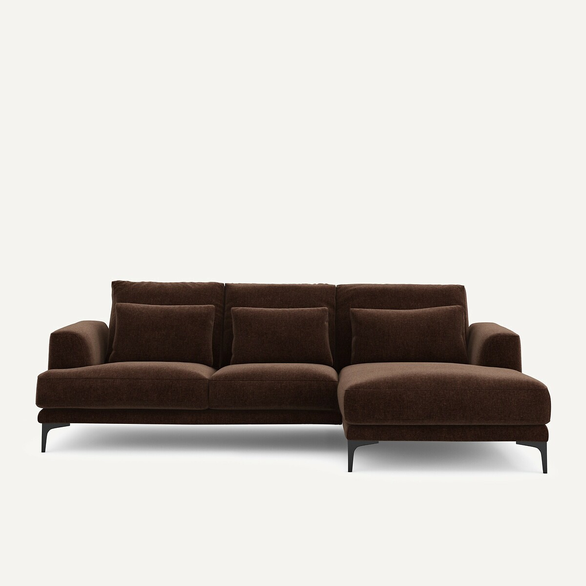 Γωνιακός καναπές δεξίος από βελούδινο chenille Μ149xΠ258xΥ83cm