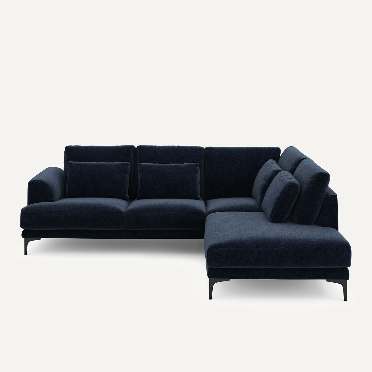 Γωνιακός καναπές δεξιός από βελούδινο chenille Μ222xΠ258xΥ83cm