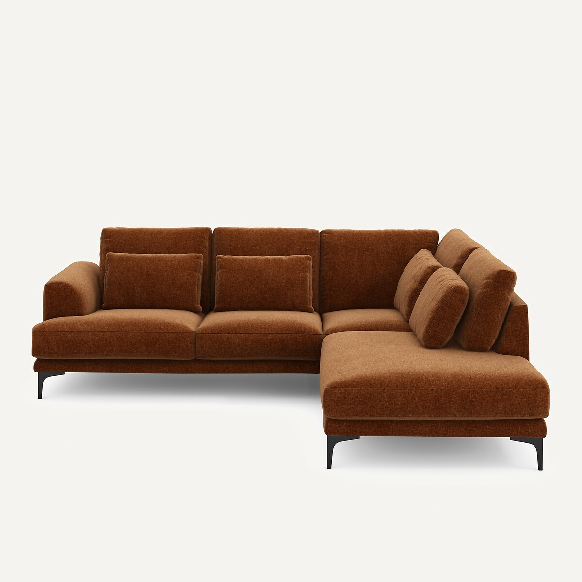 Γωνιακός καναπές δεξιός από βελούδινο chenille Μ222xΠ258xΥ83cm