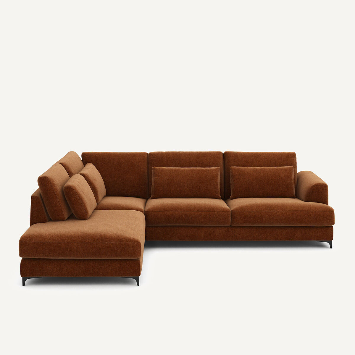 Καναπές γωνιακός αριστερός από βελούδινο chenille Μ222xΠ294xΥ83cm