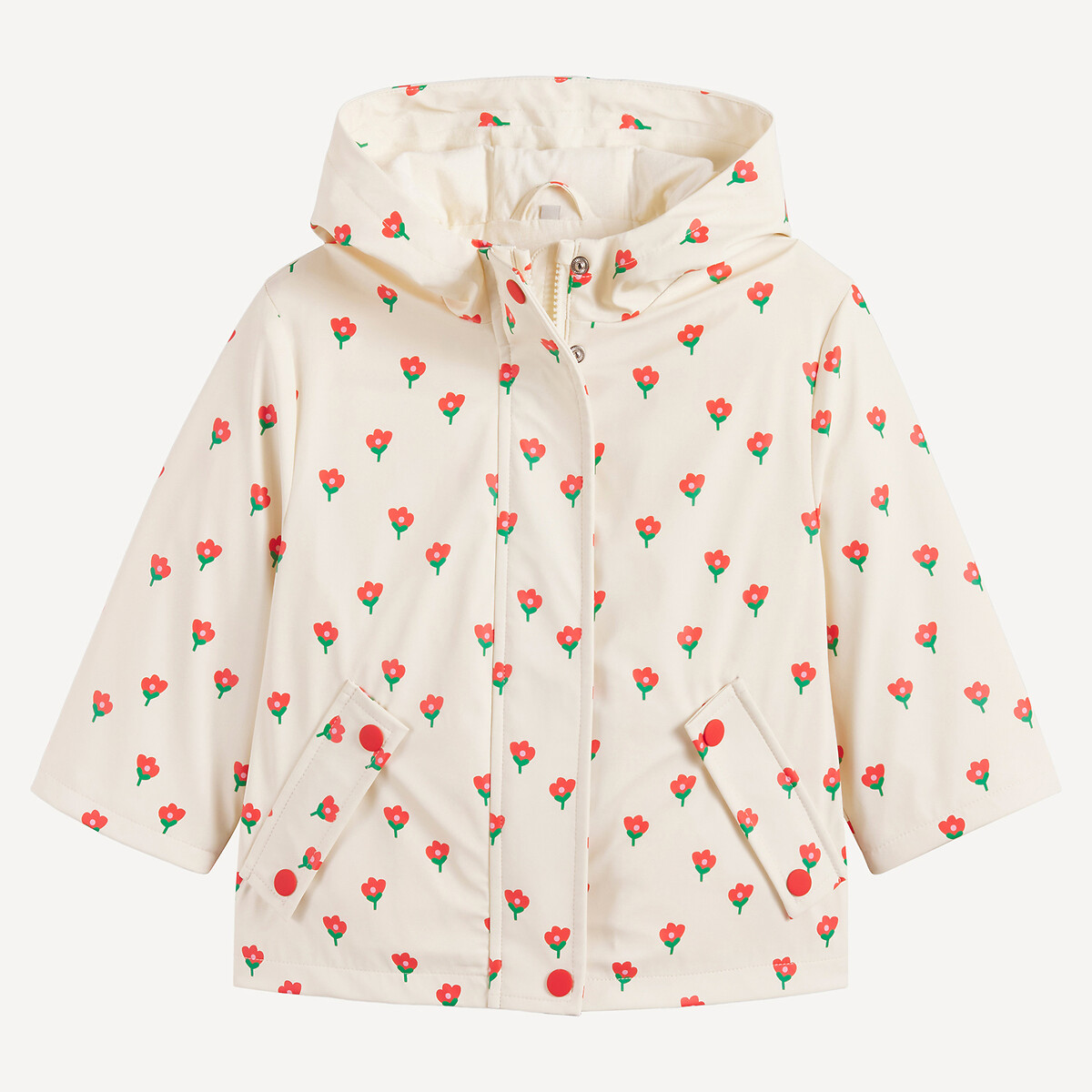 La Redoute Collections Αδιάβροχο με κουκούλα με λουλουδάτο μοτίβο