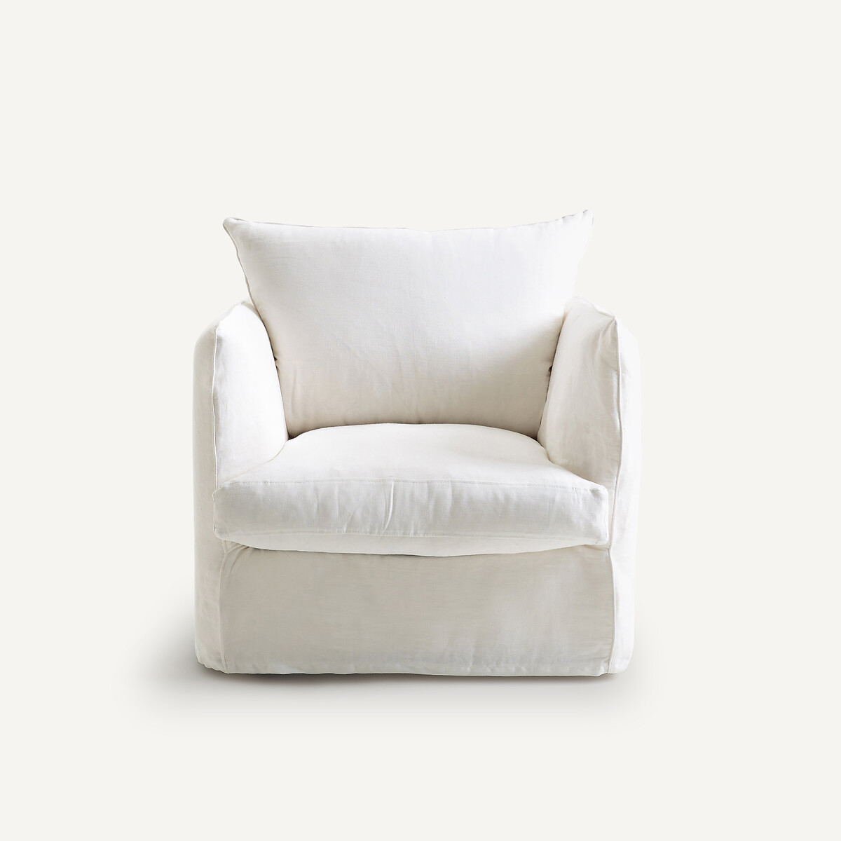 Πολυθρόνα από τσαλακωμένο λινό Μ95xΠ90xΥ82cm